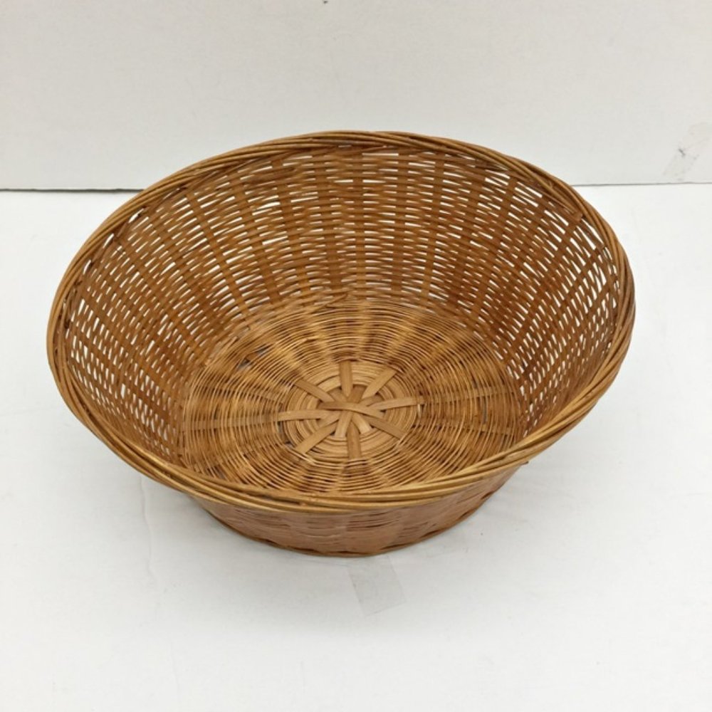 Round Woven Bread Rolls Basket Vintage 10"